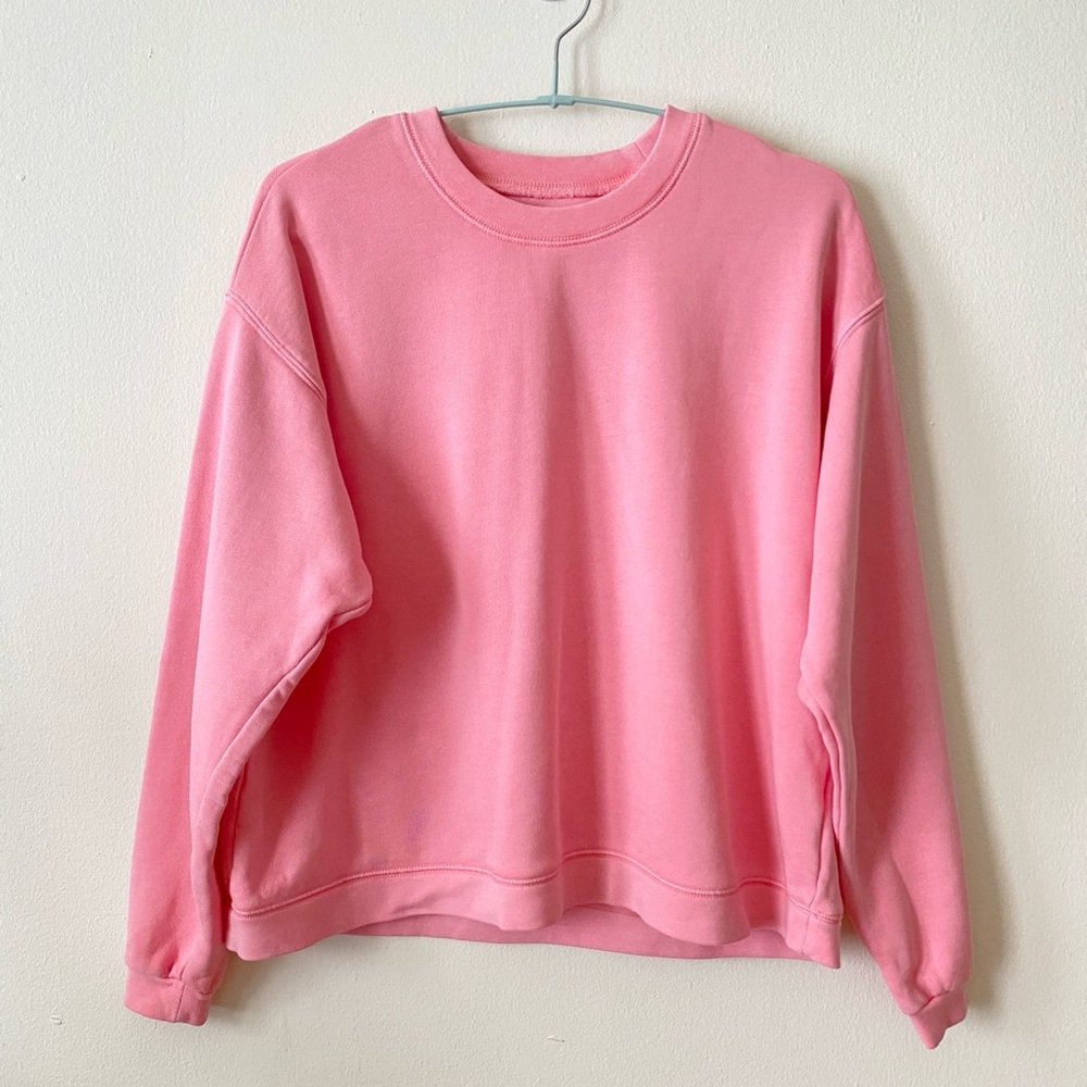 Like New Madewell Garment dyed bubblegum pink cropped sweatshirt size XS